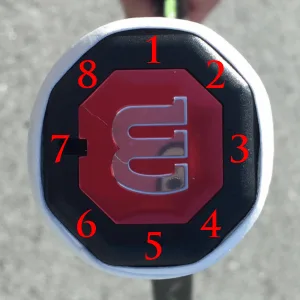Tennis racquet grip bevel numbering system — 8 bevels labeled 1 through 8