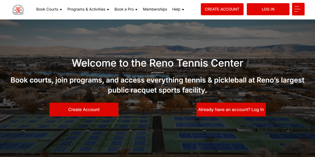 CourtReserve dashboard for court and program booking