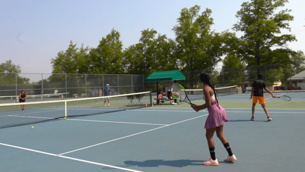 Intermediate adult tennis class Reno Nevada structured training